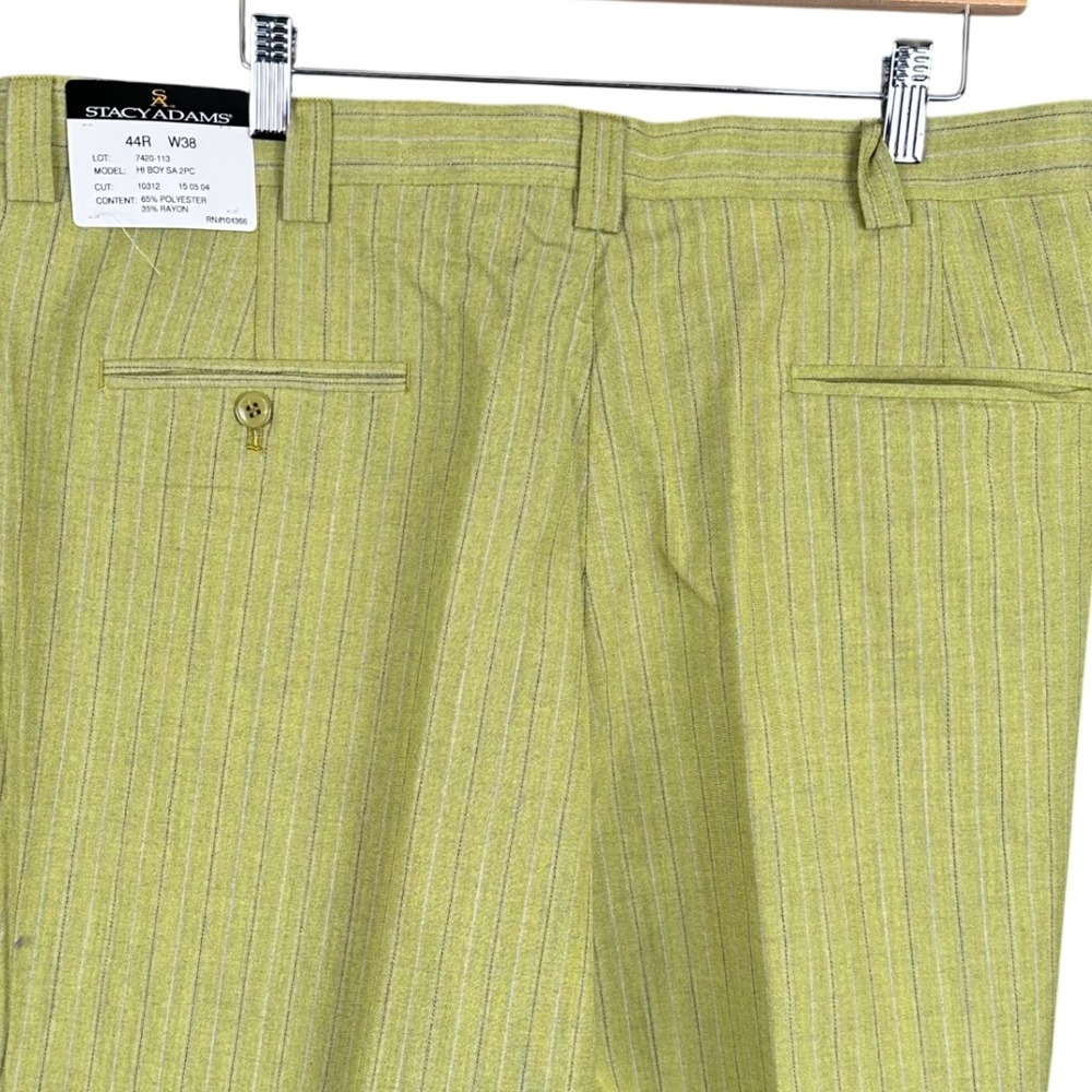 Stacy Adams Hi Boy SA 2PC Lime Green Pinstripe Pleated Dress Pants Mens W38 44R
